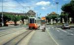 Genve / Genf TPG Tram 12 (ACMV/Dwag/BBC-Be 4/6 834) Carouge, Place du Rondeau am 8. Juli 1990.