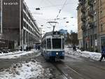 Linie 4 Wagennummer 2038  Witikon  beim Escher-Wyss-Platz.