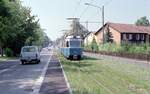 Zürich VBZ Tramlinie 7 (Be 4/6 1655 (SIG/MFO/SAAS 1967)) Dübendorfstrasse Anfang August 1986. - Scan eines Farbnegativs. Film: Kodak GA 100 5095. Kamera: Minolta XG-1.