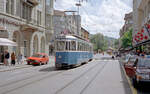 Zürich VBZ Tramlinie 10 (SWS/MFO-Be 4/4 + SIG-B) Oerlikon, Ohmstrasse am 26.