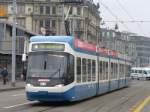 VBZ - Tram (Cobra) Be 5/6 3008  eingeteilt auf der Linie 4 am 01.01.2008