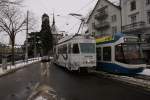 Am 19.12.10 fhrt das Ballett-Tram Be 1676 vom Helmhaus Richtung Bellevue.