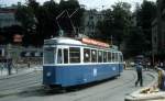 Zrich VBZ Tram 3 (Be 4/4 1363) Central im Juli 1983.