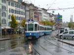VBZ - Tram Be 4/6  2075 unterwegs auf der Linie 4 in Zrich am 27.10.2012