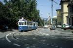 Zrich VBZ Tram 10 (Be 4/4 + B) Leonhardstrasse / Tannenstrasse im Juli 1983.