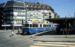 Zrich VBZ Tram 2 (Be 4/6 1607) Albisriederplatz im August 1986.