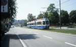 Zrich VBZ Tram 9 (SWP/SIG/BBC-Be 4/6 2062 - Bj 1986) Winterthurerstrasse im August 1986.