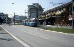 Zrich Tram 9 (SWS/MFO-Be 4/4 1418) Schwamendingen, Winterthurerstrasse / Dbendorfstrasse im August 1986.