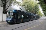 VBZ Be 5/6 3019 mit einer Vollwerbung fr die Saxo Bank bei der passenden Haltestelle Brsenstrasse.