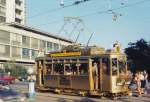 VBZ - Eines von den zwei Gold Tram  Be 2/2 1018 unterwegs in der Stadt Zürich am 07.07.1972 ..
