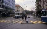 Zürich VBZ Tram 3 (Be 4/6 2080) Albisriederstrasse / Albisriederplatz im Februar 1994.