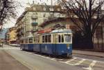 VBZ - Be 4/4 1382 mit Beiwagen B 738 unterwegs auf der Linie 8 im November 1973 ..