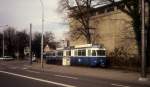 Zürich VBZ Tram 4 (Be 4/6 1690) Bellerivestrasse am 18. Februar 1994.