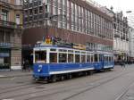 VBZ - Oldtimer Be 4/4 1350 mit Beiwagen unterwegs auf Extrafahrt in der Stadt Zürich am 24.01.2015