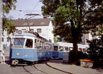 Zürich VBZ Tramlinie 5 (SWS/MFO Be 4/4 1426 + SIG B 786) Kirche Fluntern (Endst.) am 26. Juli 2006. - Scan eines Farbnegativs. Film: Kodak Gold 200-6. Kamera: Leica C2.