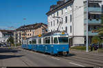 VBZ Mirage Be 4/6 1675 und 1674 am 4. September 2020 unterwegs als Einsetzfahrt Richtung Linie 13 zwischen Salersteig und Berninaplatz. Die beiden Museumsfahrzeuge kommen aufgrund akuten Fahrzeugmangels zurzeit wieder im Linienbetrieb zum Einsatz.