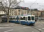 Linie 5 Wagennummer 2044 „Wollishofen“ beim Bellevue. Datum: 5. 2. 2021