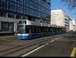 VBZ - Tram Be 6/8 4002 unterwegs auf der Linie 4 in Zürich am 21.02.2021