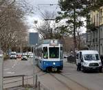 Wagennummer 2040  Rechts der Limmat  in der Gessnerallee. Datum: 16. 3. 2021