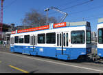 VBZ - Trambeiwagen Be 2/4 2432 unterwegs auf der Linie 7 in der Stadt Zürich am 13.03.2022