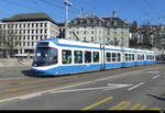 VBZ - Tram Be 5/6  3015 unterwegs auf der Linie 3 in der Stadt Zürich am 12.02.2023