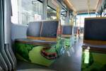 Einen Blick ins innere des neuen Traverso Werbetram Be 5/6 3030 der VBZ am 4.4.23