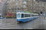 VBZ - Be 4/6 2047 + Be 2.4 unterwegs auf der Linie 9 im Gewitterregen in der Stadt Zürich am 29.04.2023
