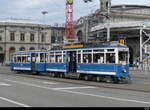 VBZ - Tram Oldtimer Be 4/4 1350 mit Beiwagen B 645 unterwegs auf der Linie 6 am 07.05.2023