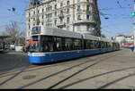 VBZ - Tram Be 6/8  4055 unterwegs auf der Linie 4 in der Stadt Zürich am 07.03.2026