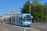 Be 5/6 Cobra 3015 mit der Werbung f�r das Reiseb�ro TUI, auf der Linie 3, �berquert am 24.07.2026 die Bahnhofbr�cke in Z�rich Richtung Haltestelle Central.