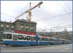 Tramstau vor dem Zrcher Hauptbahnhof.