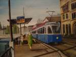 Tram 4 Rudolf-Brun-Brcke am Limmatquai,Zrich    Acryl 40x50cm    chanti schmitt