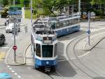 VBZ - Tram Be 4/6 2019 zusammen mit einem Be 2/4 unterwegs auf der Linie 5 in der Stadt Zrich am 06.05.2009