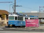 VBZ - Tram Be 4/6 1626 abgestellt in Altstetten als Werbetam fr die neue Tramlinie ..Foto vom  01.04.2011