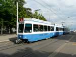 VBZ - Tram Be 4/6 2057 unterwegs auf der Linie 2 in der Stadt Zrich am 10.06.2011