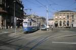 Zrich VBZ Tram 3 (Be 4/4) Bahnhofplatz / Bahnhofquai im Juli 1983.