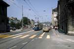 Zrich VBZ Tram 4 (Be 4/4) Limmatquai im Juli 1983.