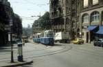 Zrich VBZ Tram 6 (Be 4/4 1382) Weinbergstrasse / Liebfrauenkirche / Leonhardstrasse im Juli 1983.