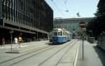Zrich VBZ Tram 6 (Be 4/4 + B) Tannenstrasse im Juli 1983.