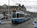 VBZ - Tram Be 4/8  2112 und Be 2/4 unterwegs auf der Linie 7 in Zrich am 23.12.2012