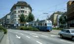 Zrich VBZ Tram 11 (Be 4/6 1647) Schaffhauserplatz im Juli 1983.