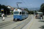 Zrich VBZ Tram 13 (Be 4/6 1625) Albisgtli, Uetlibergstrasse / Schweighofstrasse / Strassenverkehrsamt im Juli 1983.