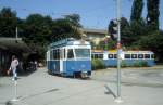 Zrich VBZ Tram 13 (Be 4/6 1629) Frankental im Juli 1983.