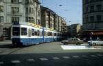Zrich VBZ Tram 14 (Be 4/6 2309 + Be 4/6 2010) Oerlikon, Schaffhauserstrasse / Albert-Nf-Platz im Juli 1983.