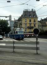 Zrich VBZ Tram 2 (Be 4/6 1603) Sihlbrcke im August 1986.