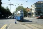 Zrich VBZ Tram 3 (Be 4/4 1370) Albisriederstrasse / Gutstrasse im August 1986.