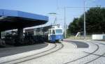 Zrich VBZ Tram 7 (Be 4/6 1659) Stettbach im August 1986.