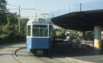 Zrich VBZ Tram 7 (Be 4/6 1699 + 1664) Bahnhof Stettbach am 20. Juli 1990.