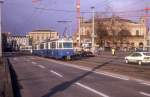 Zrich VBZ Tram 4 (Be 4/6 1687) Bahnhofbrcke im Februar 1994.