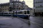 Zrich VBZ Tram 14 (Be 4/6 2011) Sternen-Oerlikon / Albert-Nf-Platz im Februar 1994.